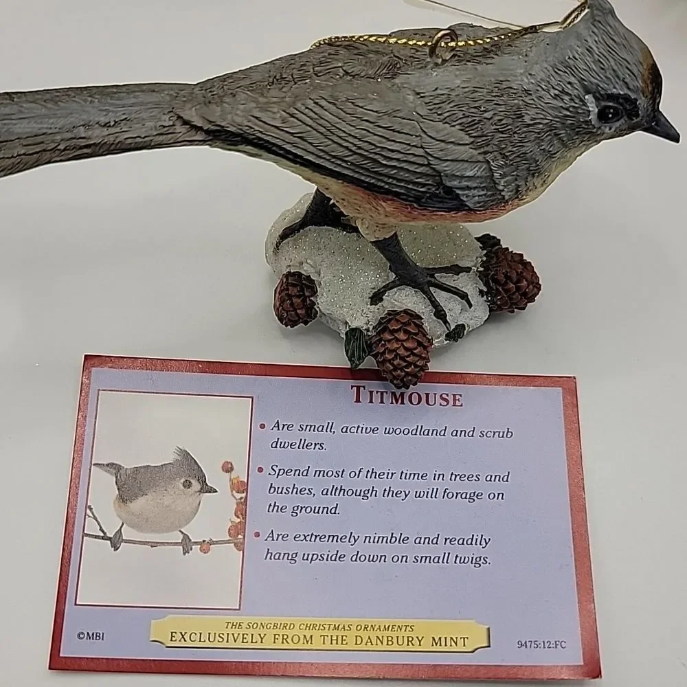 Danbury Mint Christmas Songbird Ornament Titmouse Retired